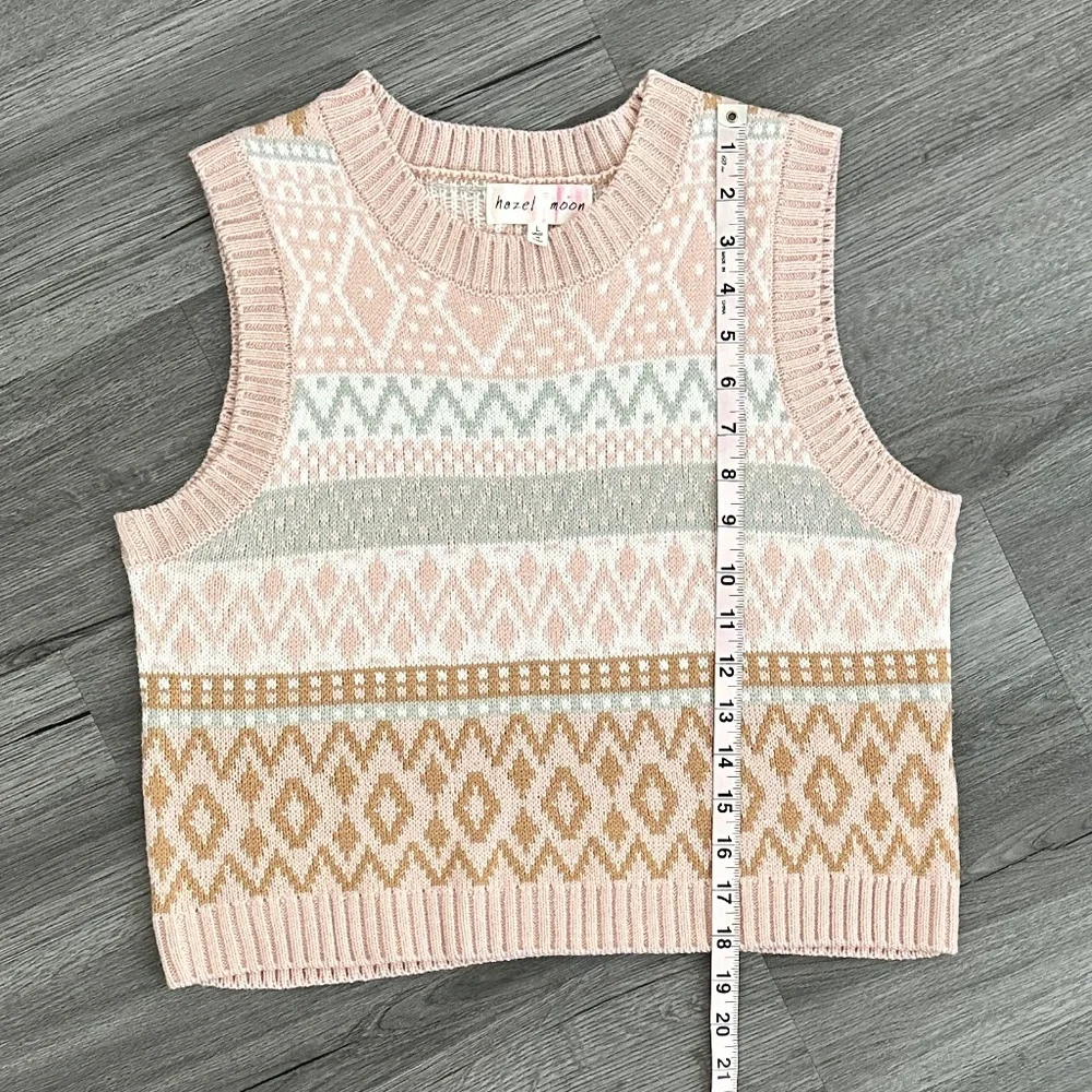 Hazel Moon Sweater Vest Knit Top Pink - Picture 6 of 10
